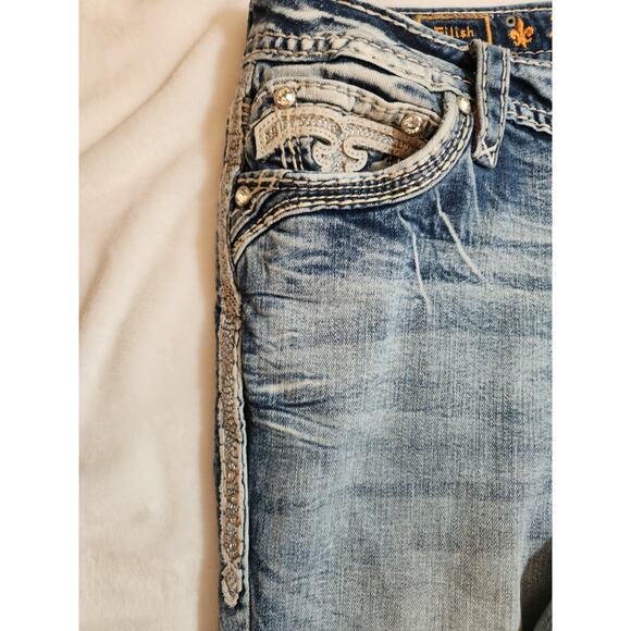 Rock Revival Eilish Boot Jeans Womens 33 (Act 36 X 31) Blue Mid Rise - Picture 4 of 16